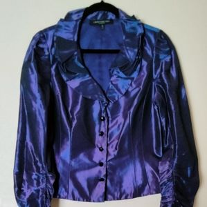 Carmen Marc Valvo Collection, Jacket Size 14, Purple Iridescent Organza.